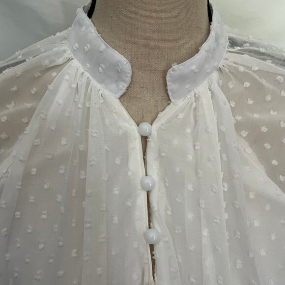 Chic Me Swiss Dot Blouse Sz M Coquette Fairycore Sheer Cottage White Ethereal - Picture 2 of 14